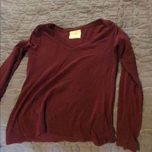 Maroon V Neck Hollister long sleeve